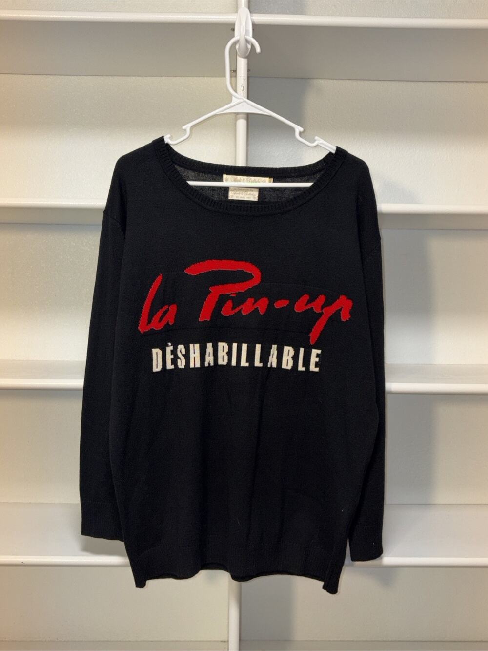 Women’s Wheels & Doll Baby Original La Pin Up Knit Sweater Black Sz 12 Euro Dash